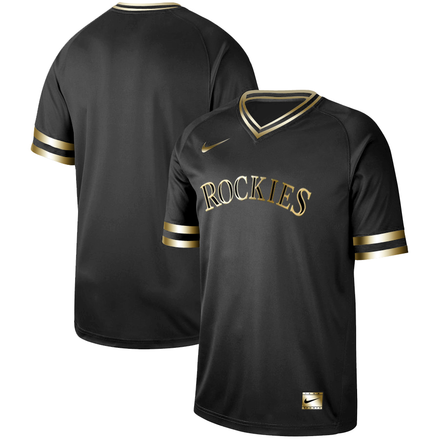 Men's Colorado Rockies Black Gold Stitched MLB Jersey